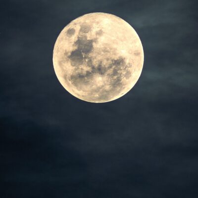 Full Moon with visible surface details against a dark sky