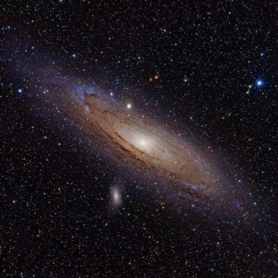 Andromeda Galaxy surrounded by stars in deep space