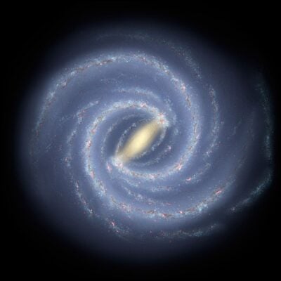 Spiral structure of the Milky Way Galaxy with glowing central core