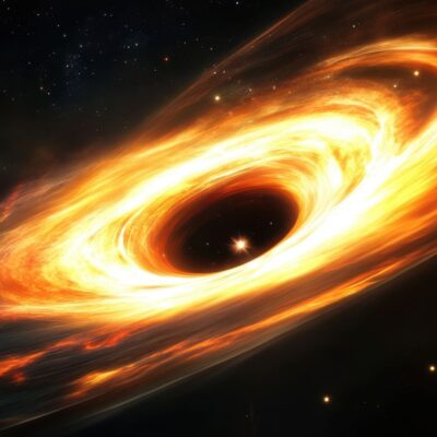 Bright star speeding away from a glowing black hole in deep space