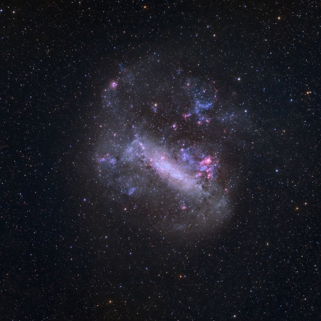 Our galaxy, the Milky Way, is slowly being deformed and twisted apart by a neighboring galaxy, the Large Magellanic Cloud.
