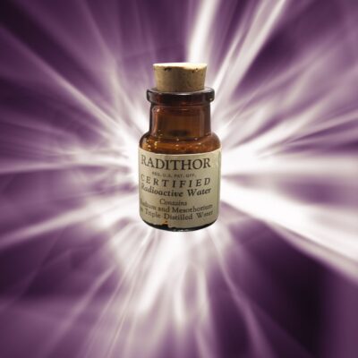 Vintage Radithor bottle labeled as certified radioactive water
