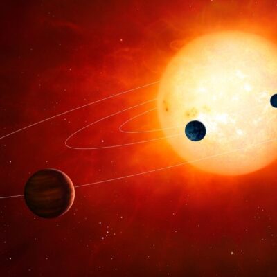 Planets orbiting a bright red dwarf star in deep space