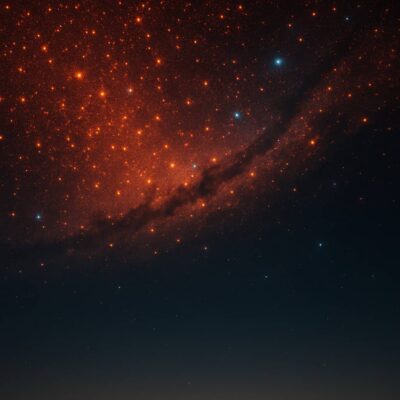 Dense cluster of red dwarf stars scattered across a galactic plane