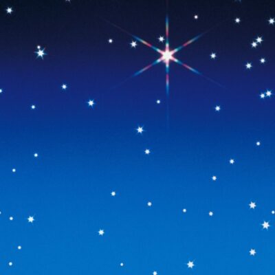 Bright stars twinkling against a deep blue night sky