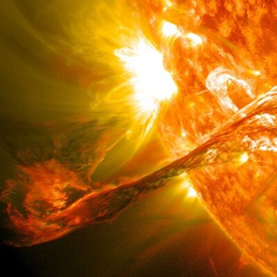 Solar flare and plasma erupting from the Sun’s surface
