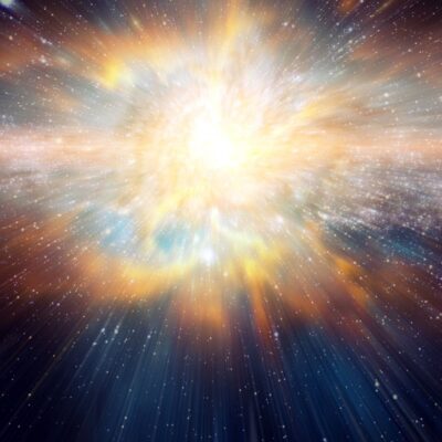 Bright explosion of light and color in deep space representing a supernova