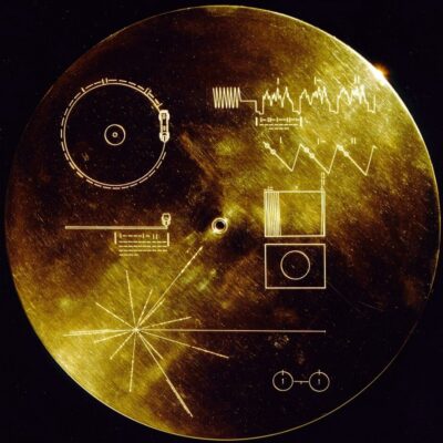 The Golden Record from NASA's Voyager spacecraft, etched with symbolic diagrams