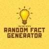 Pixelated light bulb centered above bold text 'Random Fact Generator' on a yellow background with book and star patterns