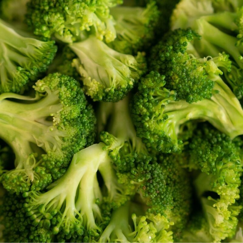 Close-up of fresh broccoli florets packed together