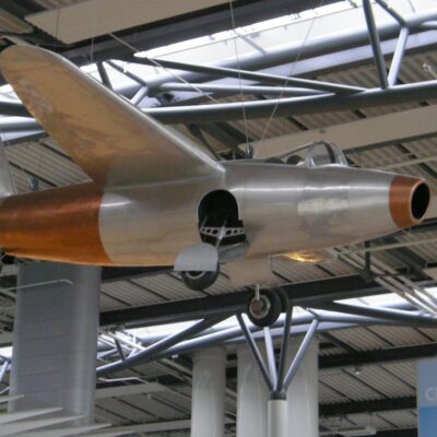 Heinkel He 178 jet aircraft on display in a museum