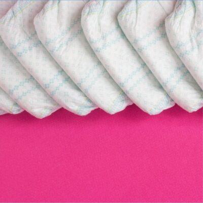 Diapers on a pink background