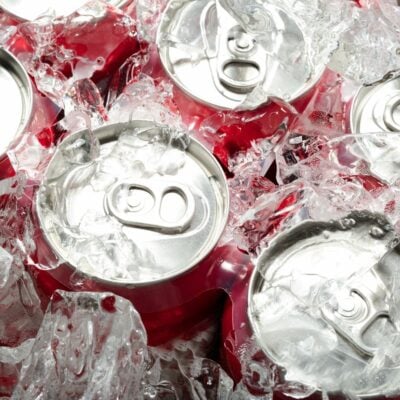 Coca-Cola cans covered in ice