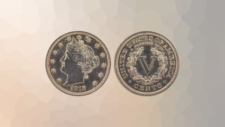Front and back of a 1913 Liberty Head nickel